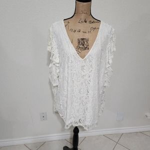 ASHLEY Stuart lace long sleeve‎ cold shoulder shirt plus size 30/32